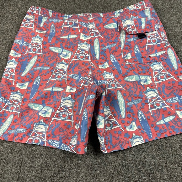 Vineyard Vines Mens SouthBeach Shorts Swimsuit 36X6 Red Blue Surfer Beach Pocket - Picture 6 of 8
